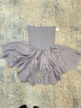 Free People Lavender Strapless Ruffled Skater Dress